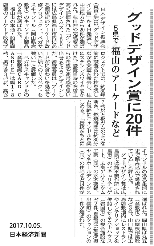 【メディア】10/5、日本経済新聞で倉敷製蠟「CARD CANDLE」が紹介されました。
